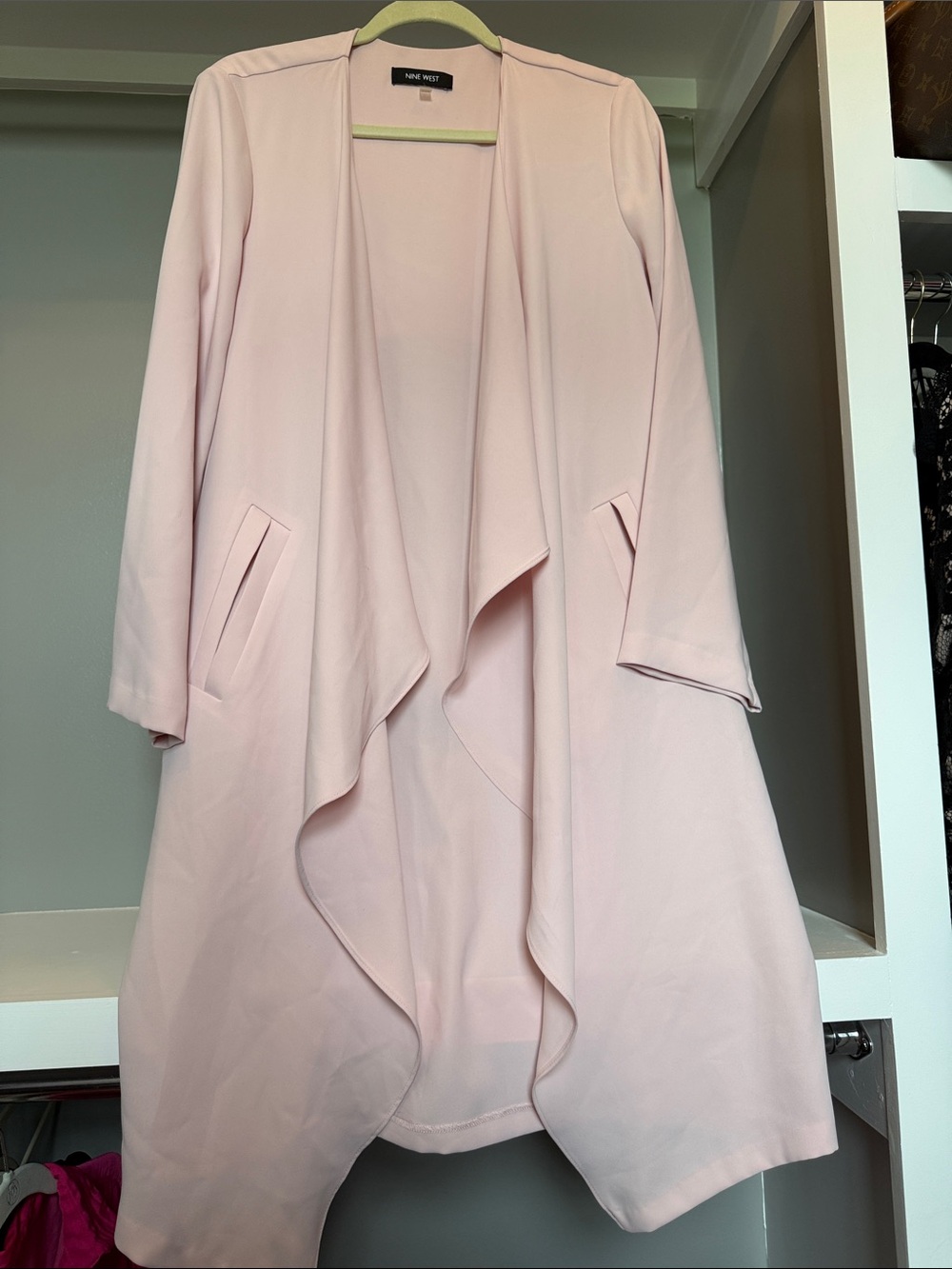 Nine West Light Pink Draped Open Front Coat